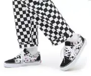 VANS OLD SKOOL HIBISCUS CHECK UNISEX MEN SIZE 7.5 = WOMEN SIZE 9 SHOES BLACK NEW