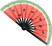 Abaodam 1pc Watermelon Folding Fan Women Photo Props Hand Decor Japanese Style Fan Craft Handheld Folding Fan Folding Fan Fruit Decor Watermelon Fan Large Size Polyester Accessories