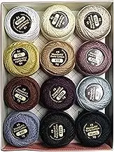 Eleganza Wonderfil #8 Perle Cotton Embroidery Thread Sampler Collection,Neutrals