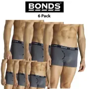 Mens Bonds Guyfront Trunk BULK 6 Pack Cotton Stretch Seamfree Grey Sport MZVJ