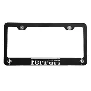 Matte Black Laser Etched Ferrari Mirror License Plate Frame Cover Holder w/Cap (for: Ferrari)