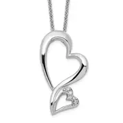 Sterling Silver Sentimental Expressions Rhodium-Plated Cz Protected Heart 18In Necklace