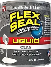 Flex Seal Liquid, Rubber Coating Sealant, Waterproof, Flexible, Breathable, and UV Resistant, Roof Repair, Basements, RV, Campers, Trailers, Marine, EPDM, Masonry, White, 16 oz
