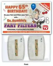 HAPPY 65th BIRTHDAY Party FART FILTER Gag Joke Funny Card Gift CHERRY AIR PM2.5