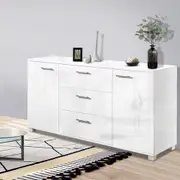 High Gloss Sideboard Storage Cabinet Cupboard - White