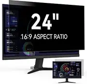 24 Inch Privacy Screen Filter for 16:9 Widescreen Monitor, Removable Anti Glare Blue Light Anti Spy Protector Screen, Computer Privacy Shield Film 24In Compatible with Lenovo Hp Dell Acer Asus