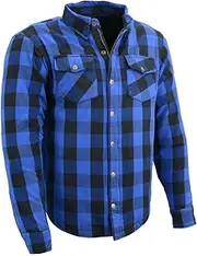 Mens Motorcycle Lightweight Waterproof CE armor Blk/White & Gray Checkered Flannel Riding Jacket Shirt