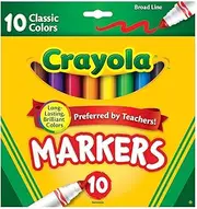 10PK Crayola Classic Broadline Markers Drawing Colouring Pen Kids 3y+ Art/Craft