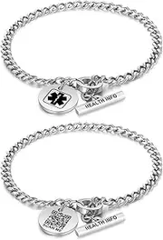[Theluckytag] Upgraded QR Code Medical ID Bracelets for Women Medical Alert Bracelet - Sterling Silver 7'' Cuban Chain Link - More Space Save & Change Emergency Medical Info Anything