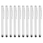 10pcs Glitter Stylus Pens for Touch Screens Metal Capacitive Pen, White