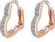 [Generic] Hoop Earrings for Women Tiny Love Stud Earrings Zirconia Cuff Earrings