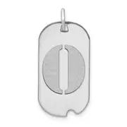 14k White Goldw Polished Letter O Initial Dog Tag Pendant