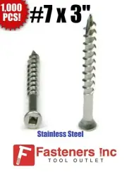 INTERCORP X3QSS #7 X 3"SQUARE TRIM DECK SCREW STAINLESS STEEL (1,000 PIECES)
