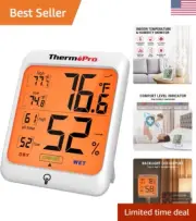 Digital Hygrometer - Precise Temperature Humidity Sensor - Backlight Display