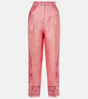[Etro] Etro Paisley silk straight pants AU 16 pink