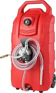 VEVOR 16 Gallon Fuel Caddy, Portable Gas Storage Tank Container with Hand Pump Rubber Wheels, 7.8 L/min, Fuel Transfer Storage Tank for Gasoline Diesel Machine Oil Car Mowers Tractor Boat Motorcycle
