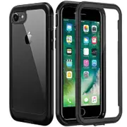 Apple iPhone 8 Military Grade Shockproof Clear Heavy Duty Case Bumper Drop Protection Tough Cover (Black)