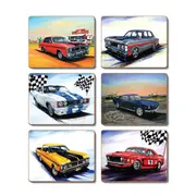 Country Kitchen Muscle Cars Cinnamon Cork Back Placemats Set 6