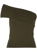 Gimaguas Maya One-shoulder Stretch-jersey top - Khaki - L (UK14 / L) L (UK14 / L)