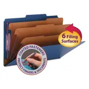 Smead 3" Expansion Classification Folder 2/5 Cut Legal 8-Section Dark Blue