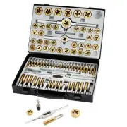 86 Piece Tap and Die Set Bearing Steel SAE and Metric Tools, Titanium Coated ...