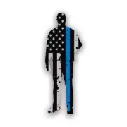 Tattered Thin Blue Line American Flag Police Sticker DecalWeatherproof
