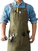 GLORY SEASON Multi-functional Canvas Heavy Duty Work Apron with Tool Pockets and Quick Release Adjustable belts