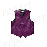New Men's Paisley Tuxedo Vest Waistcoat only prom Purple Dahila formal wedding