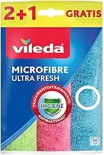 Vileda Set of 3 UltraFresh Microfibre Cloths with Antibacterial Treatment, Size 30 x 30 cm, Pack of 3