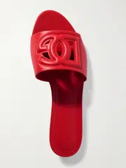 [Dolce & Gabbana] Dolce & Gabbana - Bianca Cutout Leather Slides - Red - IT38 IT 38 Red