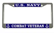 US NAVY COMBAT VETERAN Metal Auto License Plate Frame Car Tag Holder