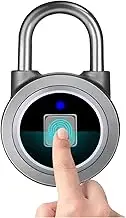 AUTENS Fingerprint Padlock, Rechargeable USB Keyless Door Lock, IP65 Waterproof Bluetooth APP Fingerprint Locker, Smart Lock for Gym, Office, Luggage, Suitcase, Cabinet, Backpack (Grey)