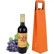 Leather Wine Gift Box Orange Metal Snap Closure Single Bottle 4 x 16 Inches