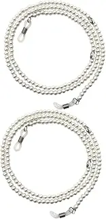 [WRITWAA] 2Pcs Pearl Lanyard Eyeglass Lanyard Glasses String Glasses Lanyard Sunglass Lanyard Glasses Chain Beaded Glasses Chain, White