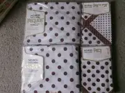2 Vintage Sealed Pequot Double Fitted Patchwork Dot Sheets and 4 Pillowcases