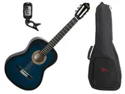 Valencia 1/2 Size Classical Guitar Pack Blue C/W Padded Bag & Clip On Tuner