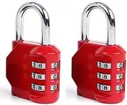 DonJon Padlock,2 Pack Combination Lock 3 Digit Padlock for Gym,Outdoor&School Locker,Fence,Hasp and Storage（red
