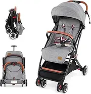 BABY JOY Lightweight Baby Stroller w/ Mesh Net, Compact Toddler Travel Stroller for Airplane, Easy One-Hand Fold Infant Stroller w/ 5-Point Harness, Adjustable Backrest, Footrest, Canopy, Storage Basket, Grey