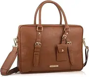 [Smith & Blake] Laptop Bag Messenger Bag Premium Leatherette Fits upto 15.6 Inch - Mocha Tan