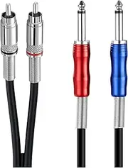 2RCA to Dual 1/4 inch TS 6.35mm Jack OFC Audio Cable Foil+Braided 1m 2m 3m(1m)
