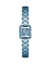 Tory Burch The Kira Square Small Three Hand Blue Stainless Steel Watch, 18mm x 18mm
