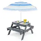 HONEY JOY Kids Picnic Table 4 in 1 Cedar Wooden Sand & Water Table w/ 3 Remov...