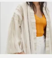 Anthropologie Kimono Ollari Renee Duster Sweater Coat Jacket Cream Small NWT