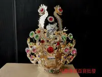 在飛比找Yahoo!奇摩拍賣優惠-{凡塵佛俱百貨批發}神明帽  太子束冠  雙色彩鑽柳絲束冠