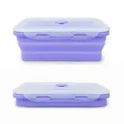 Purple Collapsible Sandwich Container, Silicone Lunch Container Bento Box wit...