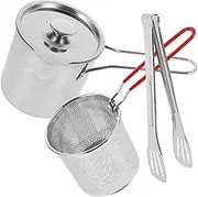 HOMOBABE 1set Stainless Steel Deep Fryer Pot for and Fries Multi-Functional Kitchen Frying Pot Oil Filter for Home Cooking and Quick Meals