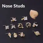 Moon Heart Zircon L Shaped Nose Studs Piercing Jewelry Titanium Steel Nose Nail