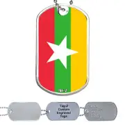 Myanmar - Burma Flag Military Dog Tag Necklace - Customized