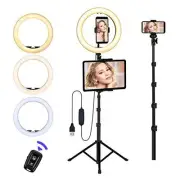 Ring Light with Stand and Phone Holder, 10'' LED Selfie Ring Light with Tripod