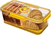 Bread Container,Bread Boxes for Kitchen Counter Airtight,Time Recording Bread Storage Container with Lid,Pet Transparent Bread Bin Airtight for Homemade Bread,Toast,Bagel,Muffins,Sandwich,Yellow
